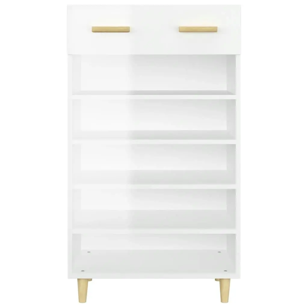 Shoe Cabinet High Gloss White 60x35x105 cm Engineered Wood 812786