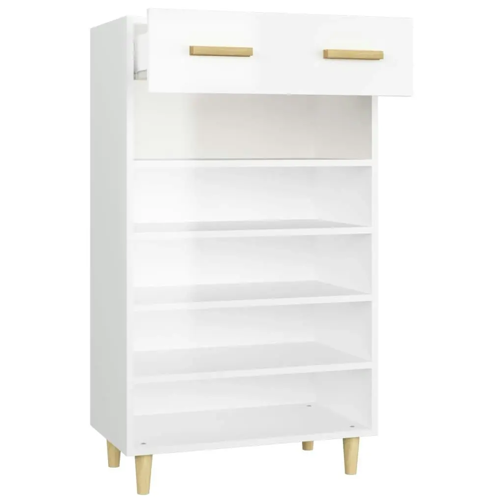 Shoe Cabinet High Gloss White 60x35x105 cm Engineered Wood 812786