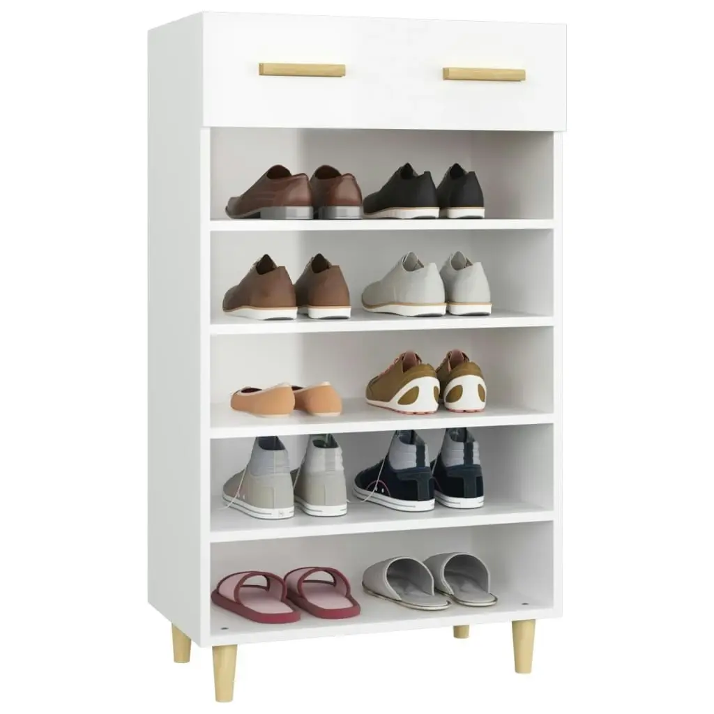 Shoe Cabinet High Gloss White 60x35x105 cm Engineered Wood 812786