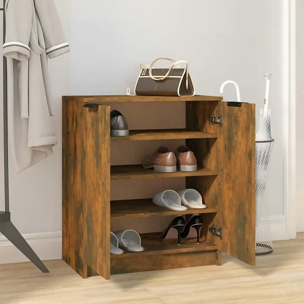 Shoe Cabinet Smoked Oak 59x35x70 cm Engineered Wood 817102