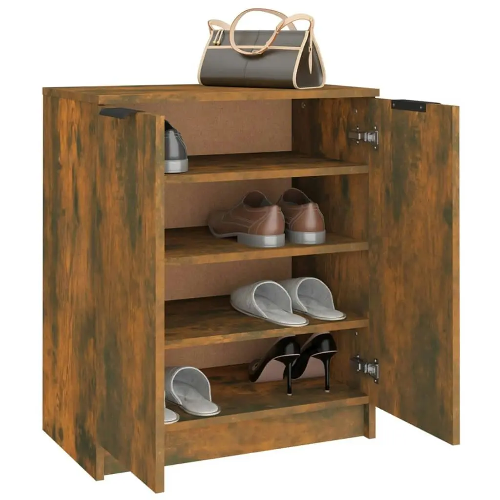 Shoe Cabinet Smoked Oak 59x35x70 cm Engineered Wood 817102