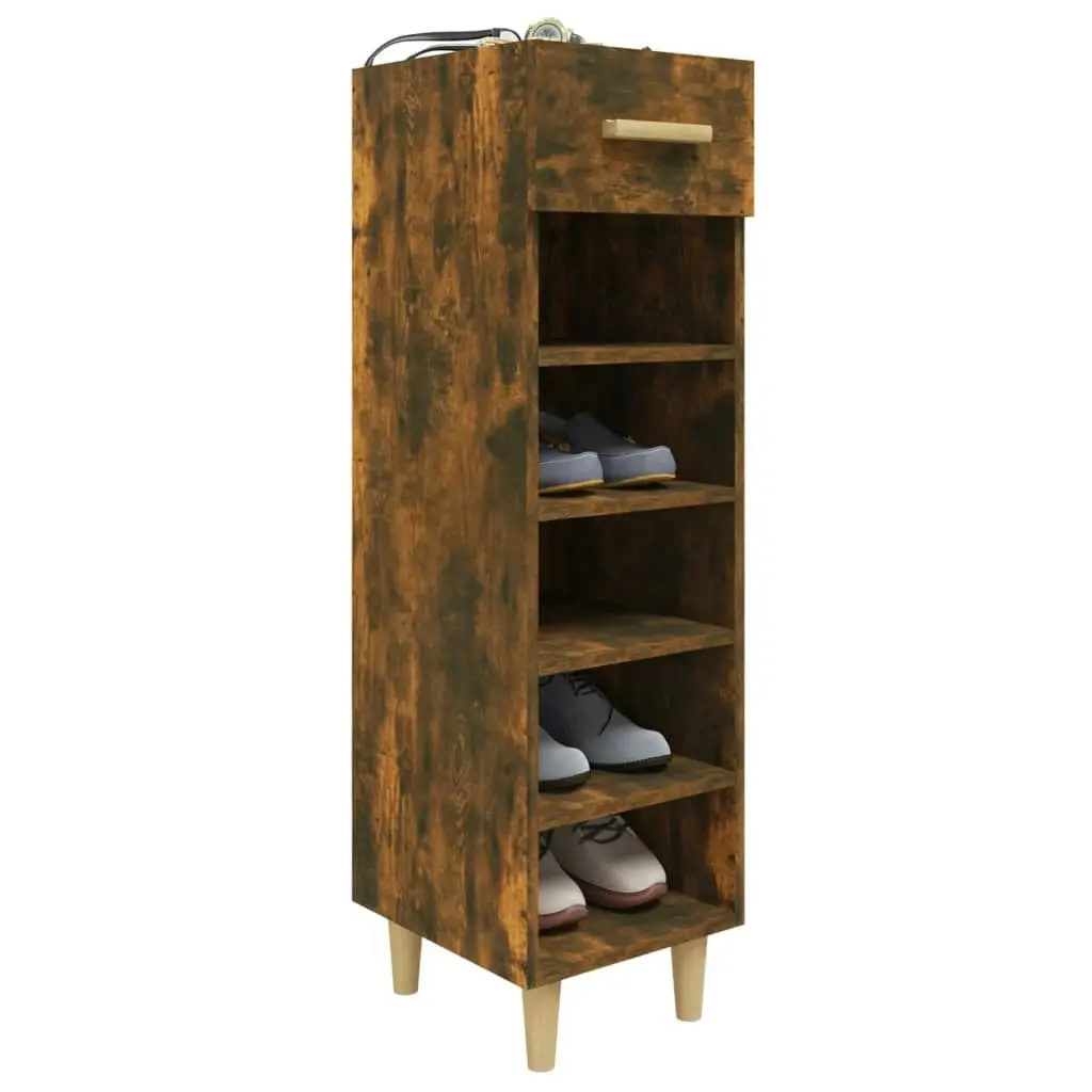 Shoe Cabinet Smoked Oak 30x35x105 cm Engineered Wood 817561