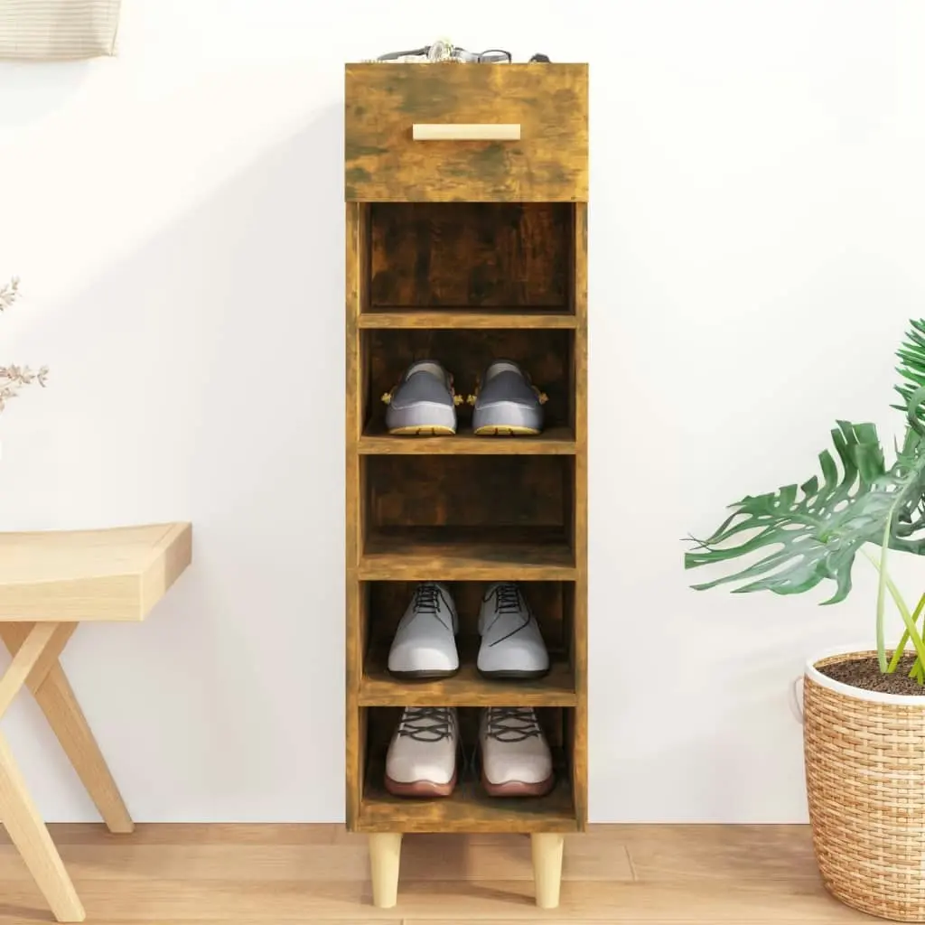 Shoe Cabinet Smoked Oak 30x35x105 cm Engineered Wood 817561