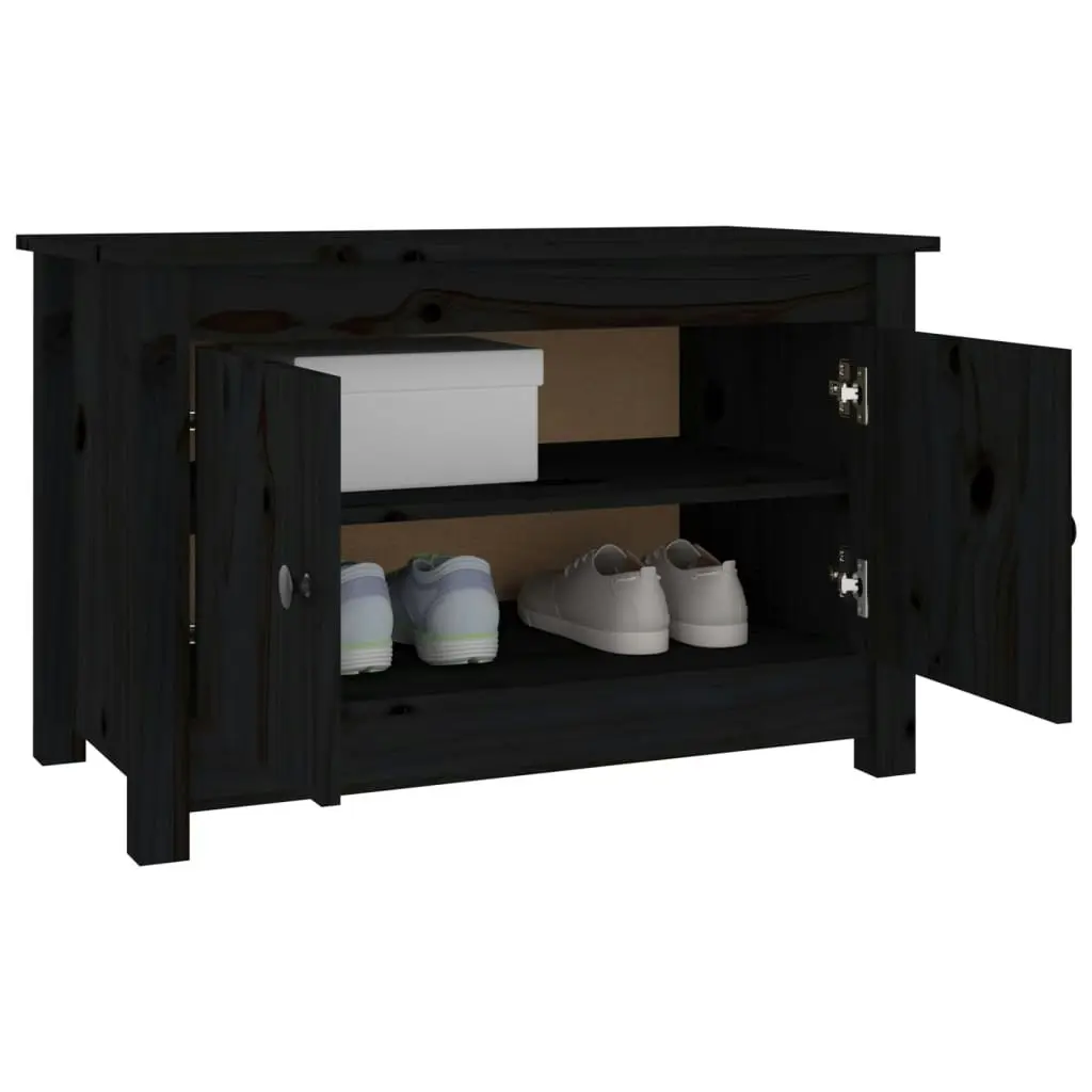 Shoe Cabinet Black 70x38x45.5 cm Solid Wood Pine 813783