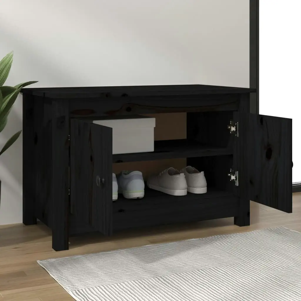 Shoe Cabinet Black 70x38x45.5 cm Solid Wood Pine 813783