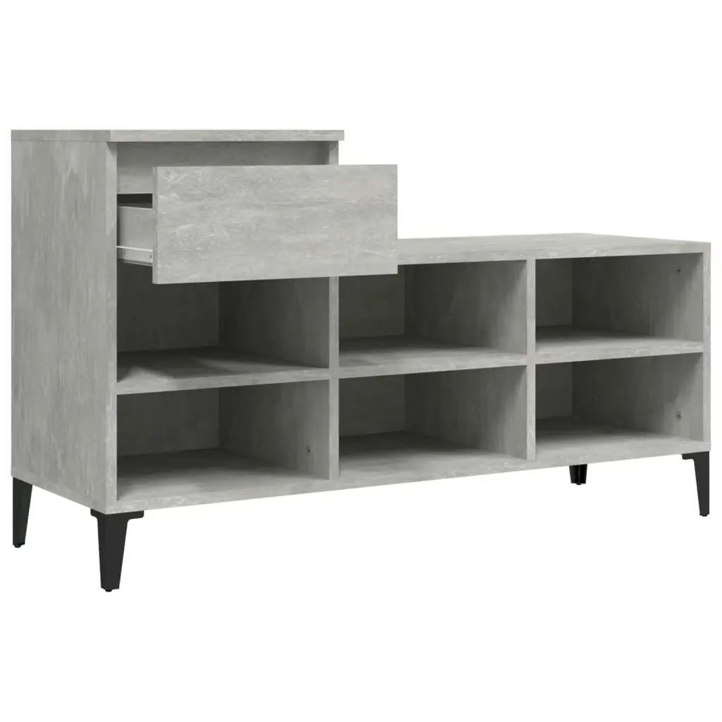 Shoe Cabinet Concrete Grey 102x36x60 cm Engineered Wood 821216