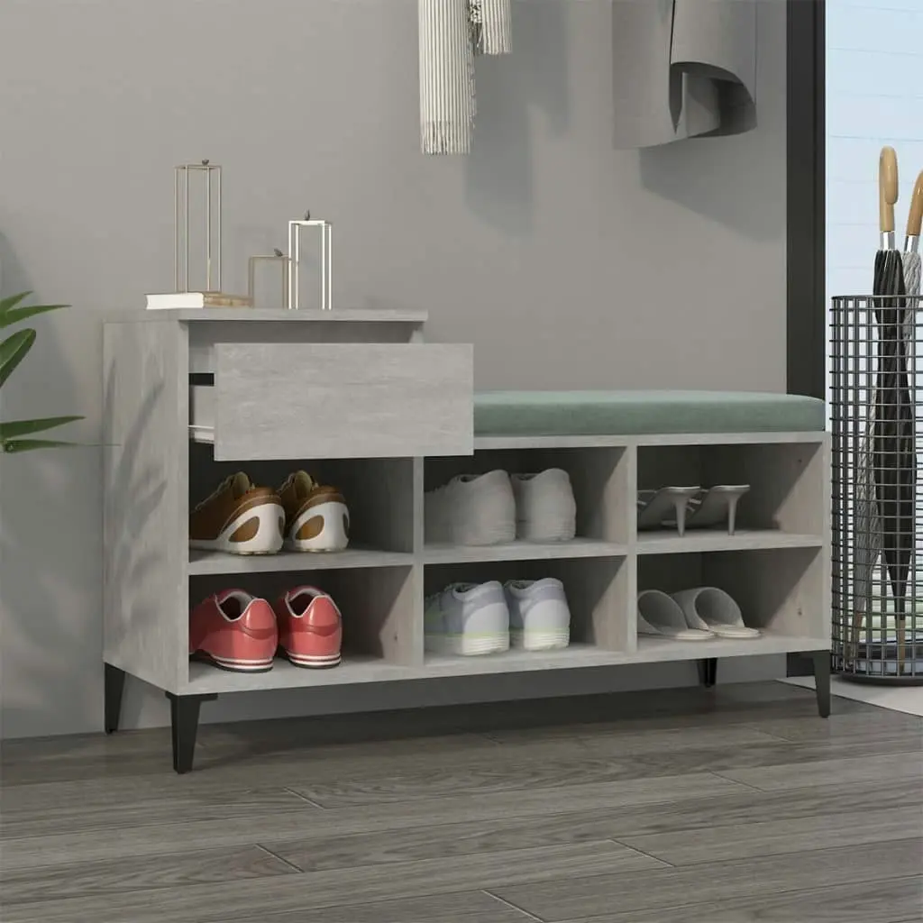 Shoe Cabinet Concrete Grey 102x36x60 cm Engineered Wood 821216