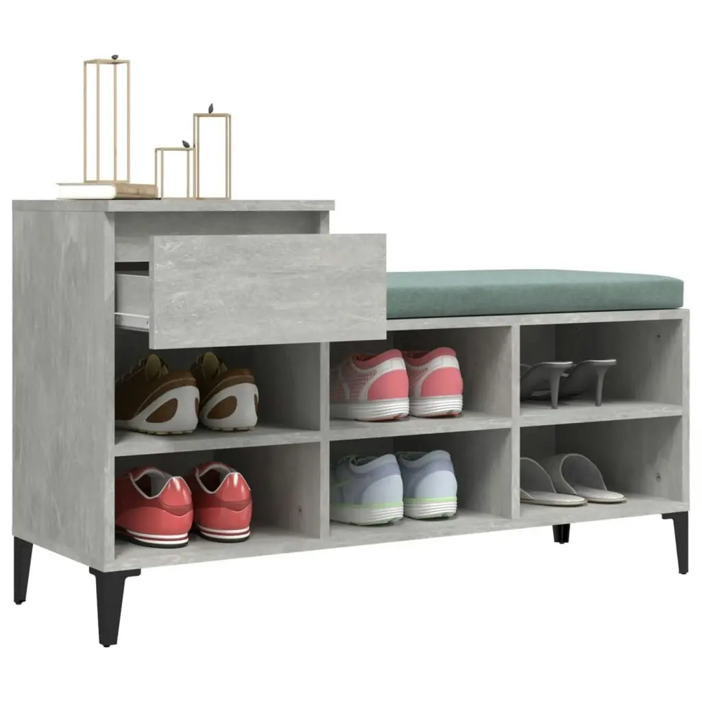 Shoe Cabinet Concrete Grey 102x36x60 cm Engineered Wood 821216