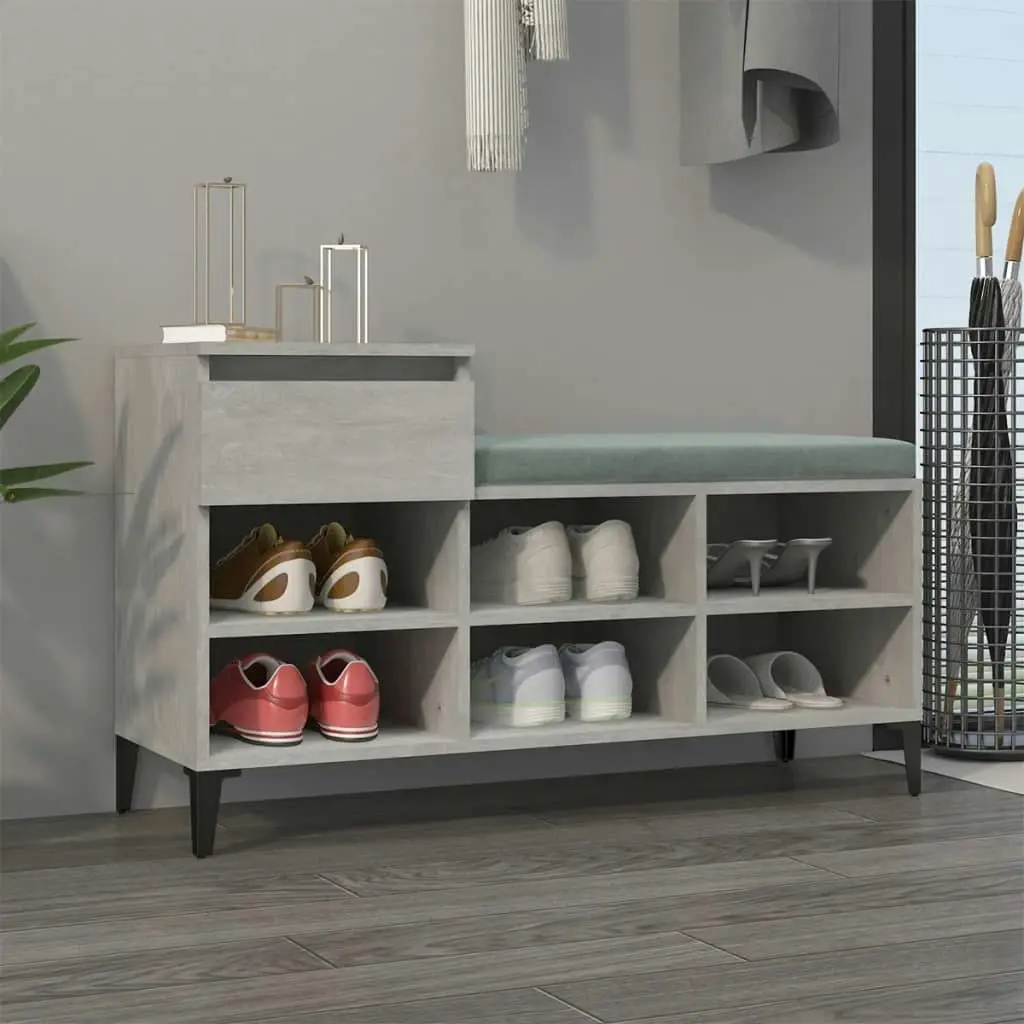 Shoe Cabinet Concrete Grey 102x36x60 cm Engineered Wood 821216