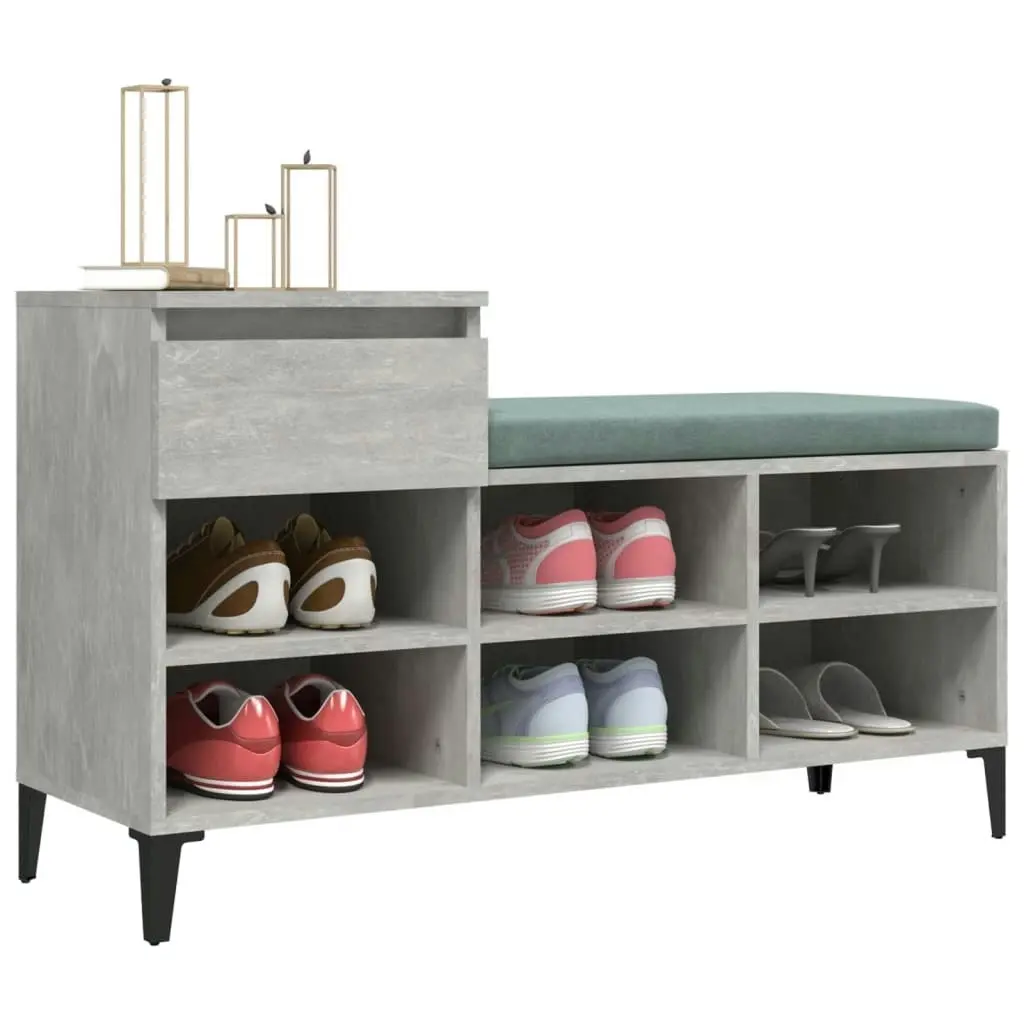 Shoe Cabinet Concrete Grey 102x36x60 cm Engineered Wood 821216