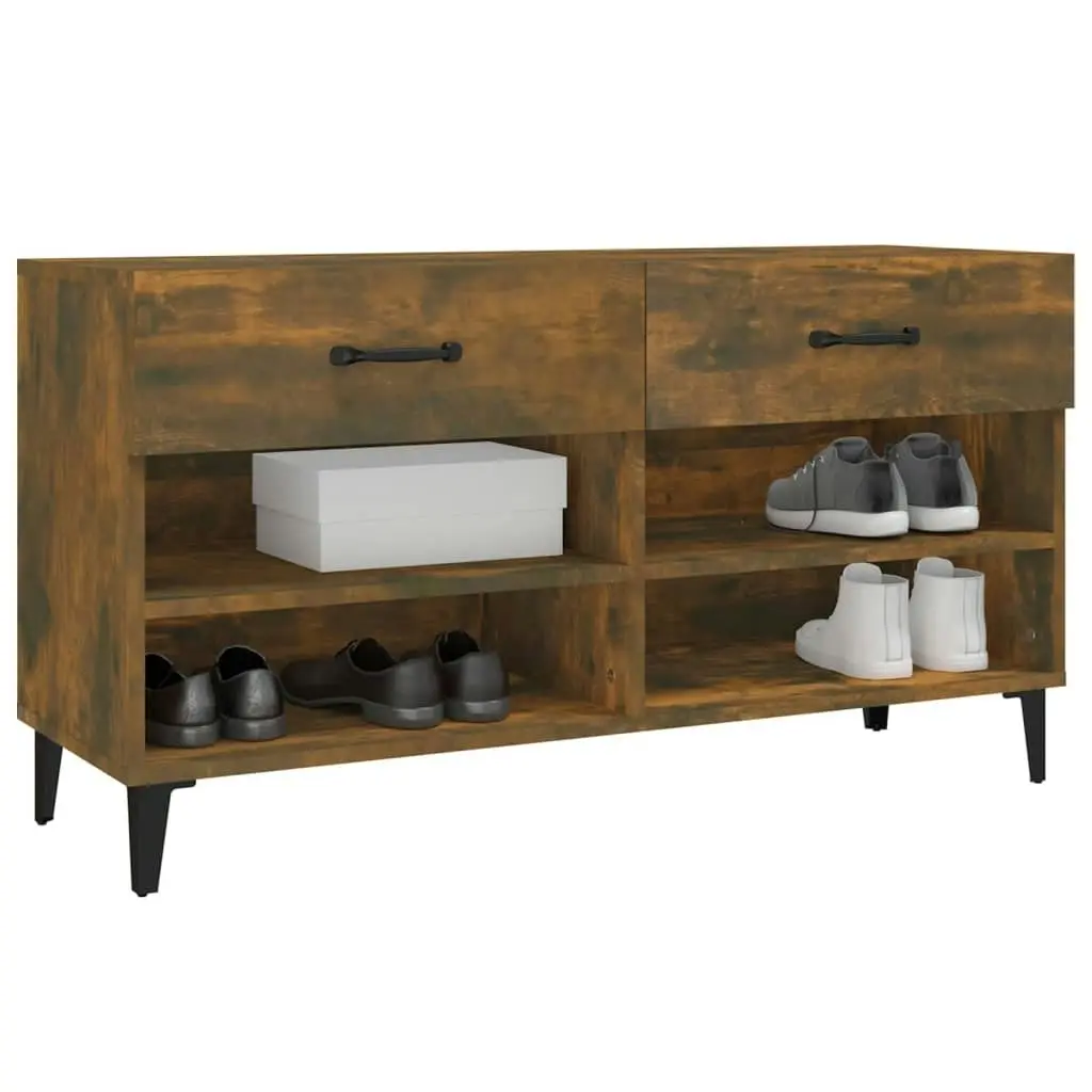 Shoe Cabinet Smoked Oak 102x35x55 cm Engineered Wood 817570