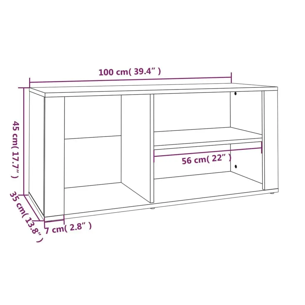 Shoe Cabinet High Gloss White 100x35x45 cm Engineered Wood 816922