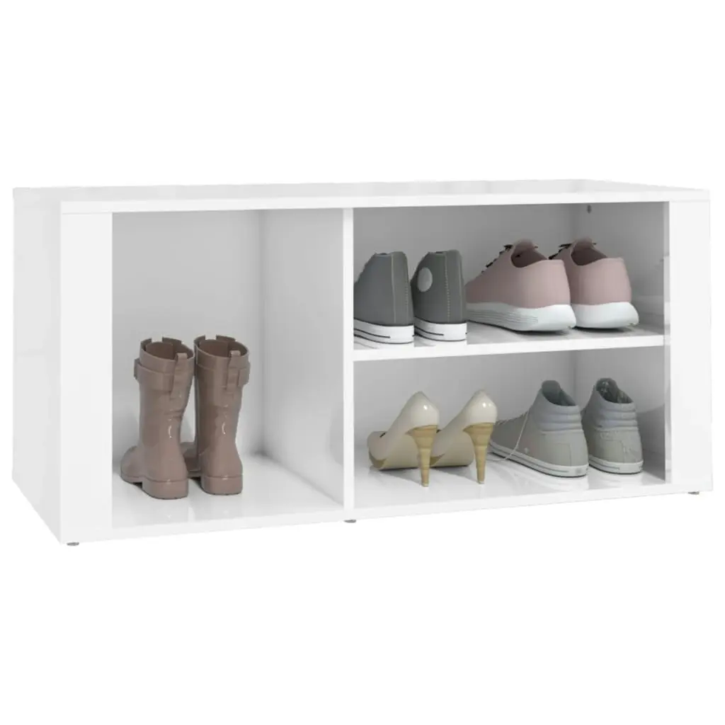 Shoe Cabinet High Gloss White 100x35x45 cm Engineered Wood 816922