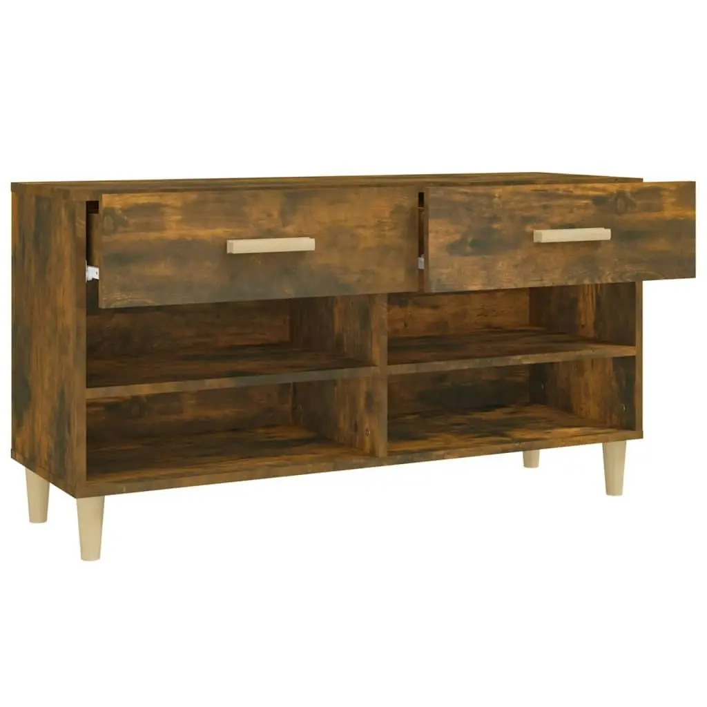 Shoe Cabinet Smoked Oak 102x35x55 cm Engineered Wood 817567