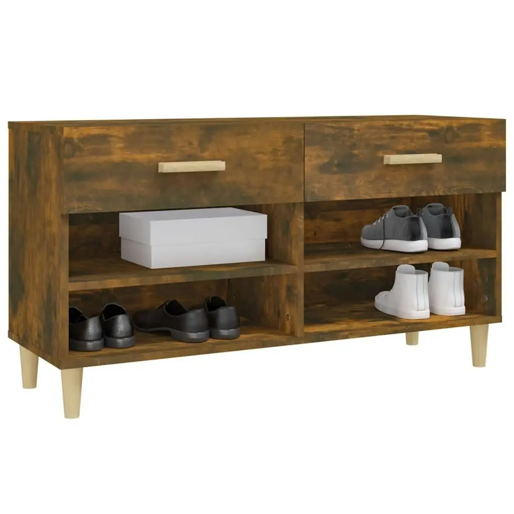 Shoe Cabinet Smoked Oak 102x35x55 cm Engineered Wood 817567