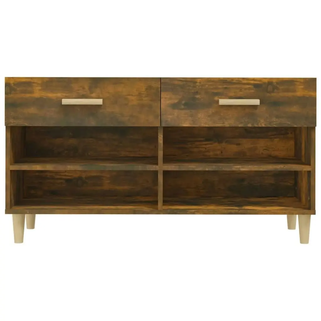 Shoe Cabinet Smoked Oak 102x35x55 cm Engineered Wood 817567