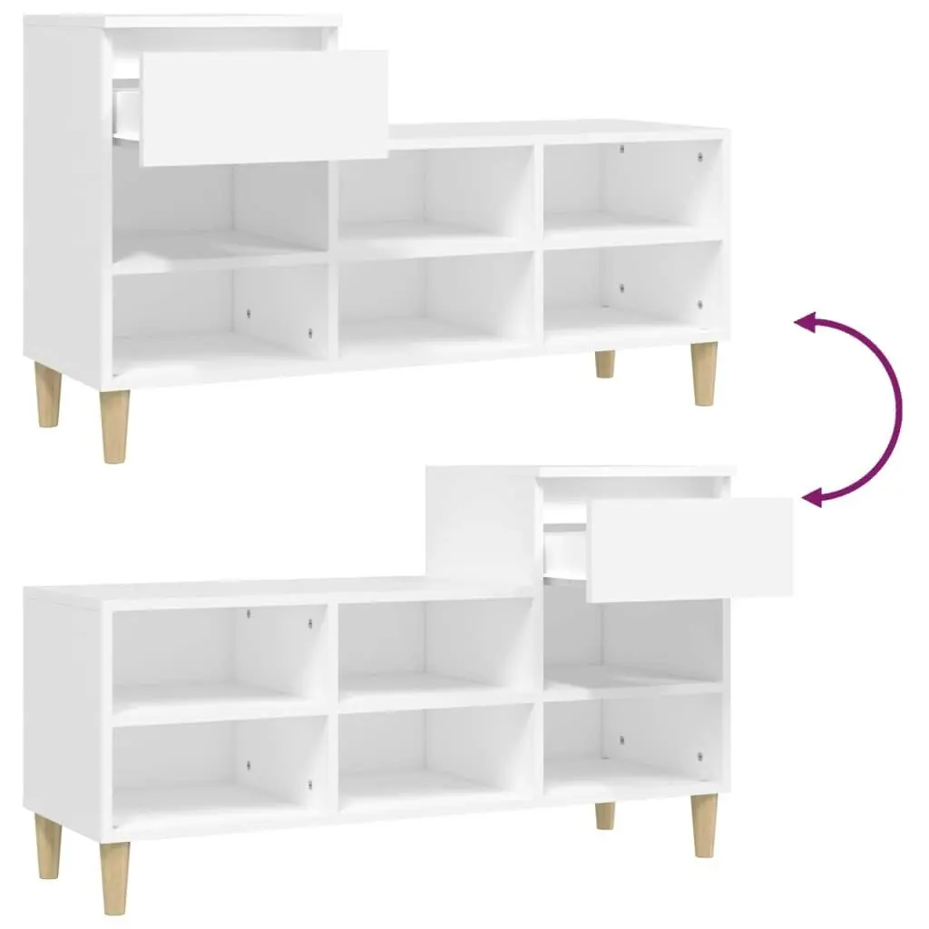 Shoe Cabinet White 102x36x60 cm Engineered Wood 821204