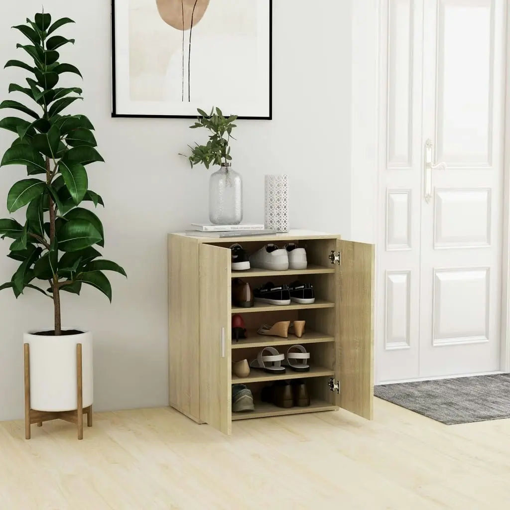 Shoe Cabinet Sonoma Oak 60x35x70 cm Engineered Wood 808921