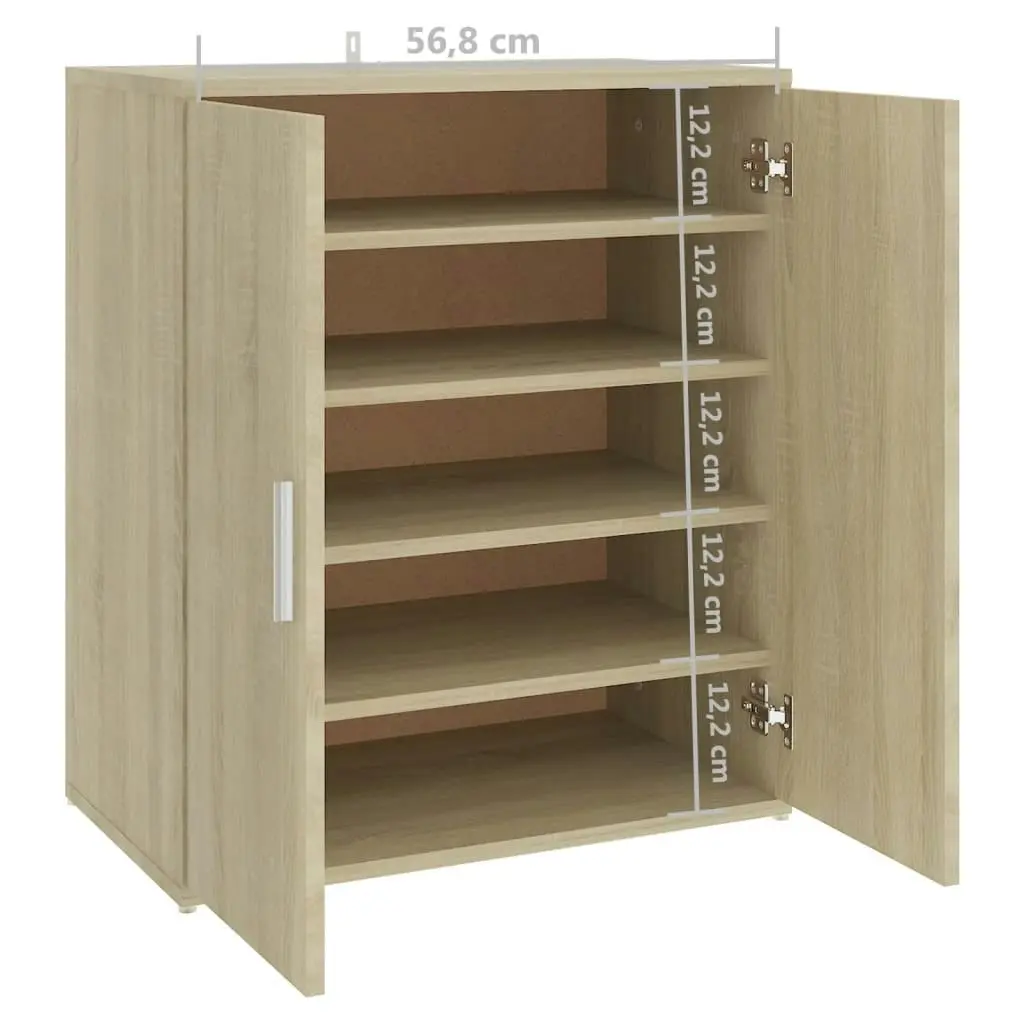 Shoe Cabinet Sonoma Oak 60x35x70 cm Engineered Wood 808921