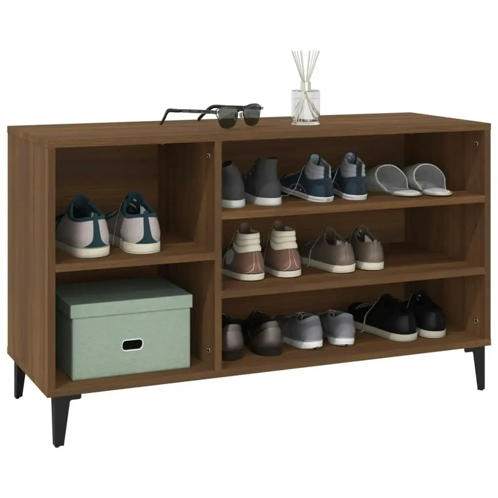 Shoe Cabinet Brown Oak 102x36x60 cm Engineered Wood 819755