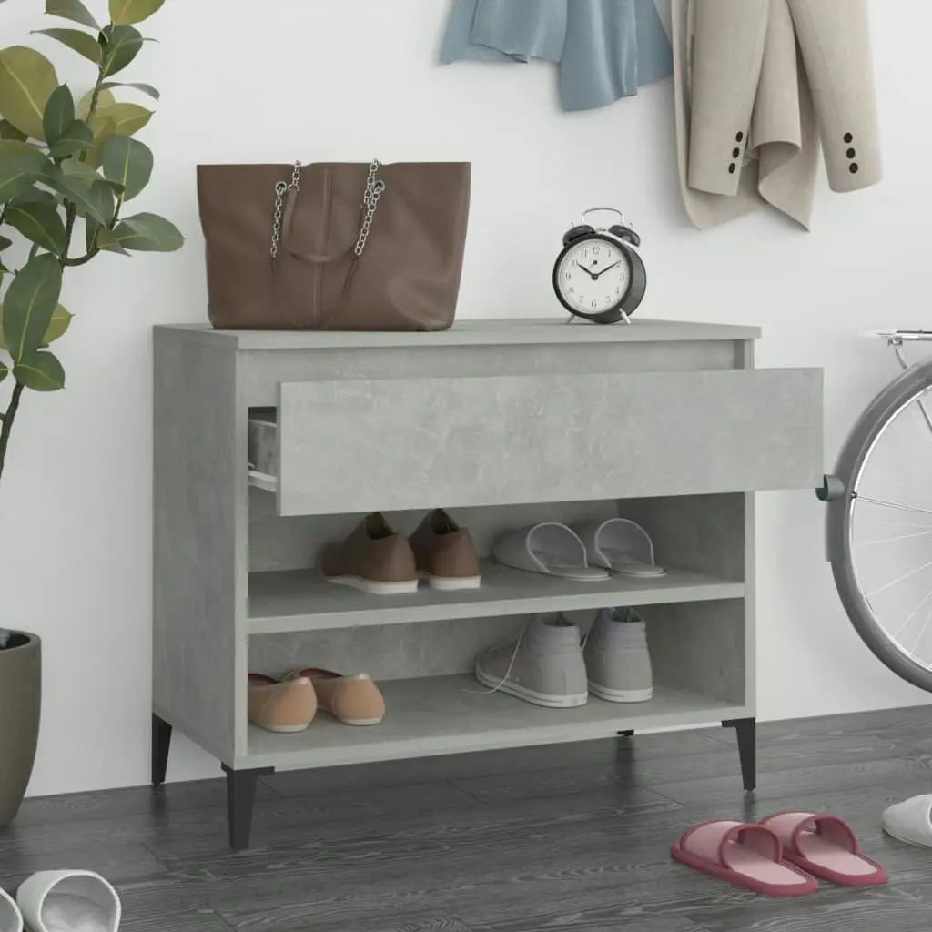 Shoe Cabinet Concrete Grey 70x36x60 cm Engineered Wood 819768