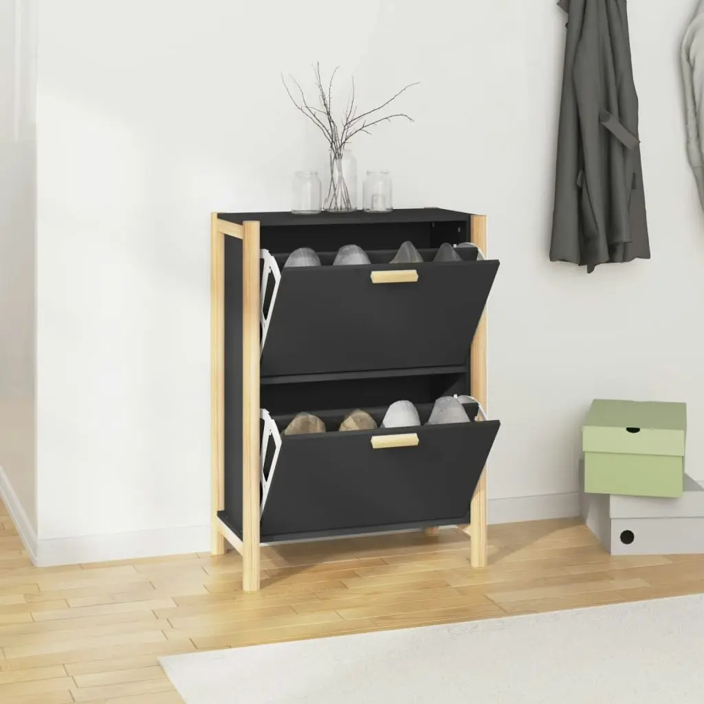 Shoe Cabinet Black 57.5x33x80 cm Engineered Wood 345685