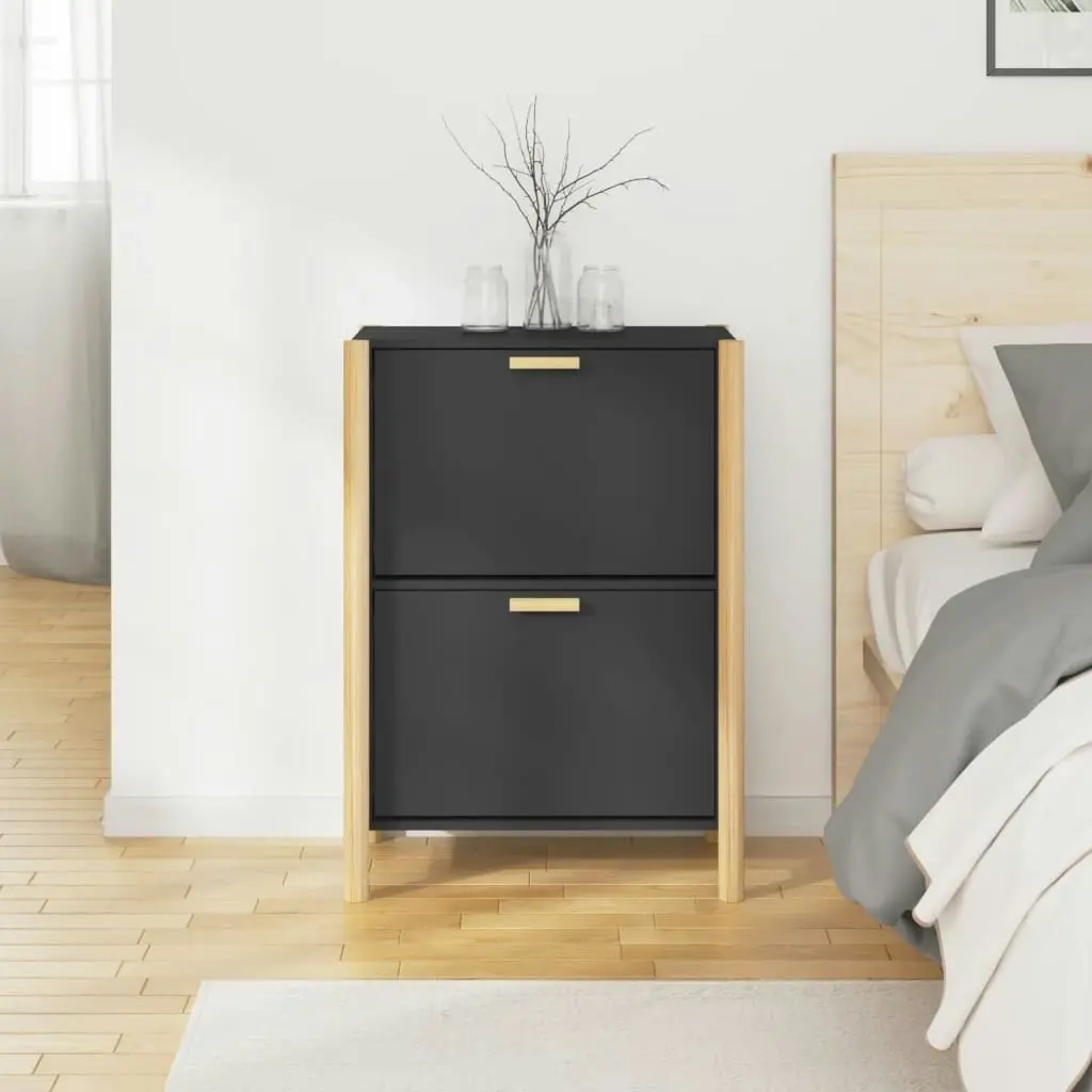 Shoe Cabinet Black 57.5x33x80 cm Engineered Wood 345685