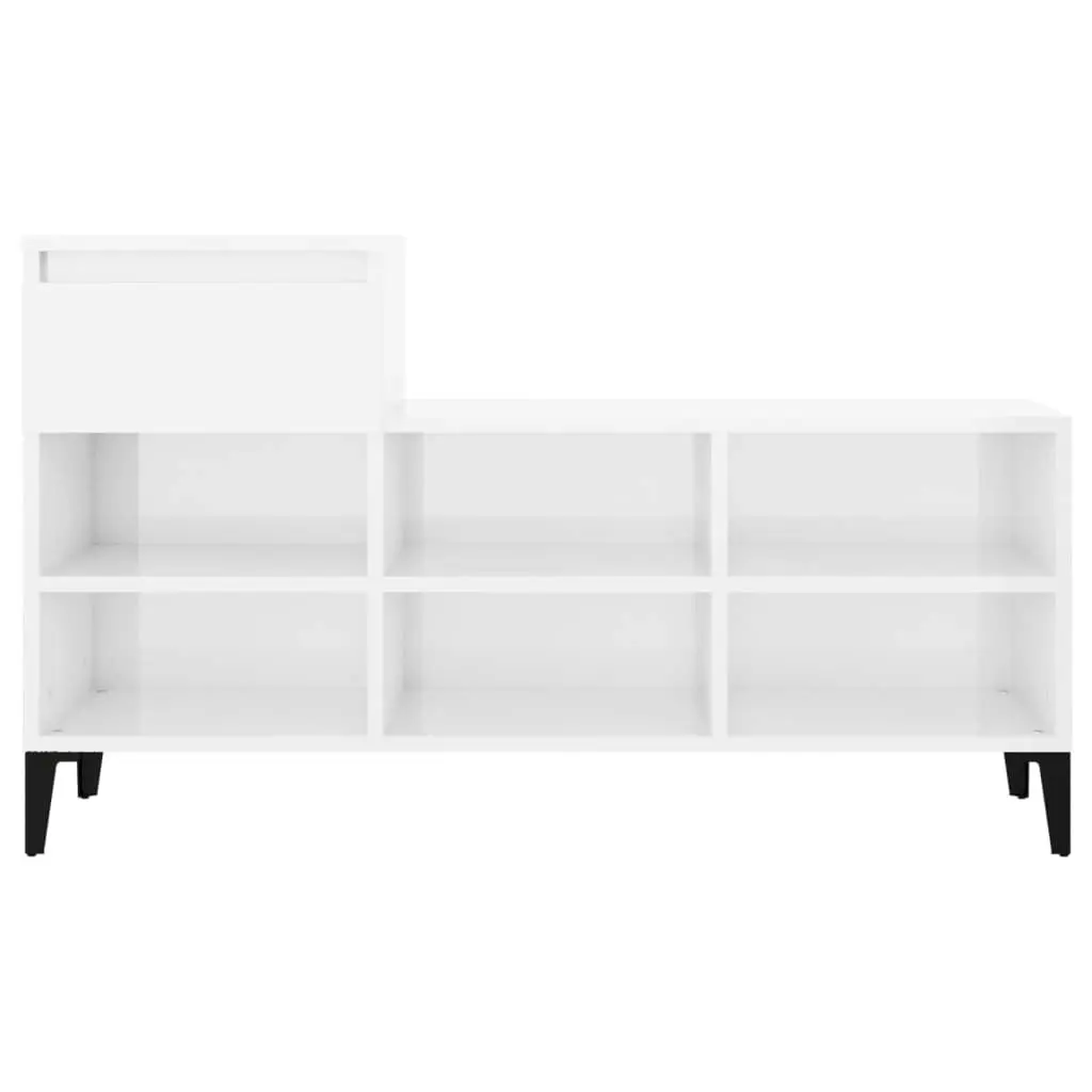 Shoe Cabinet High Gloss White 102x36x60 cm Engineered Wood 821214