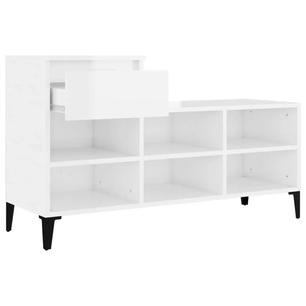 Shoe Cabinet High Gloss White 102x36x60 cm Engineered Wood 821214