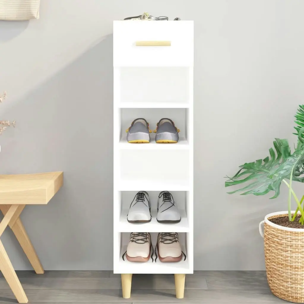 Shoe Cabinet White 30x35x105 cm Engineered Wood 812798