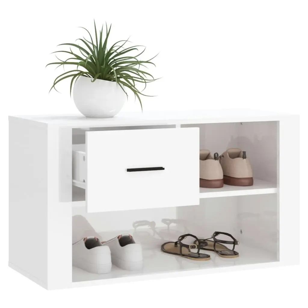 Shoe Cabinet High Gloss White 80x35x45 cm Engineered Wood 816754