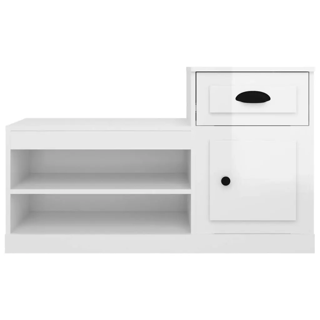 Shoe Cabinet High Gloss White 100x42x60 cm Engineered Wood 816418