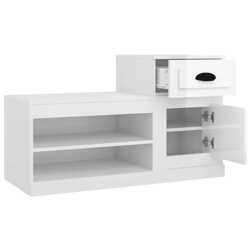 Shoe Cabinet High Gloss White 100x42x60 cm Engineered Wood 816418