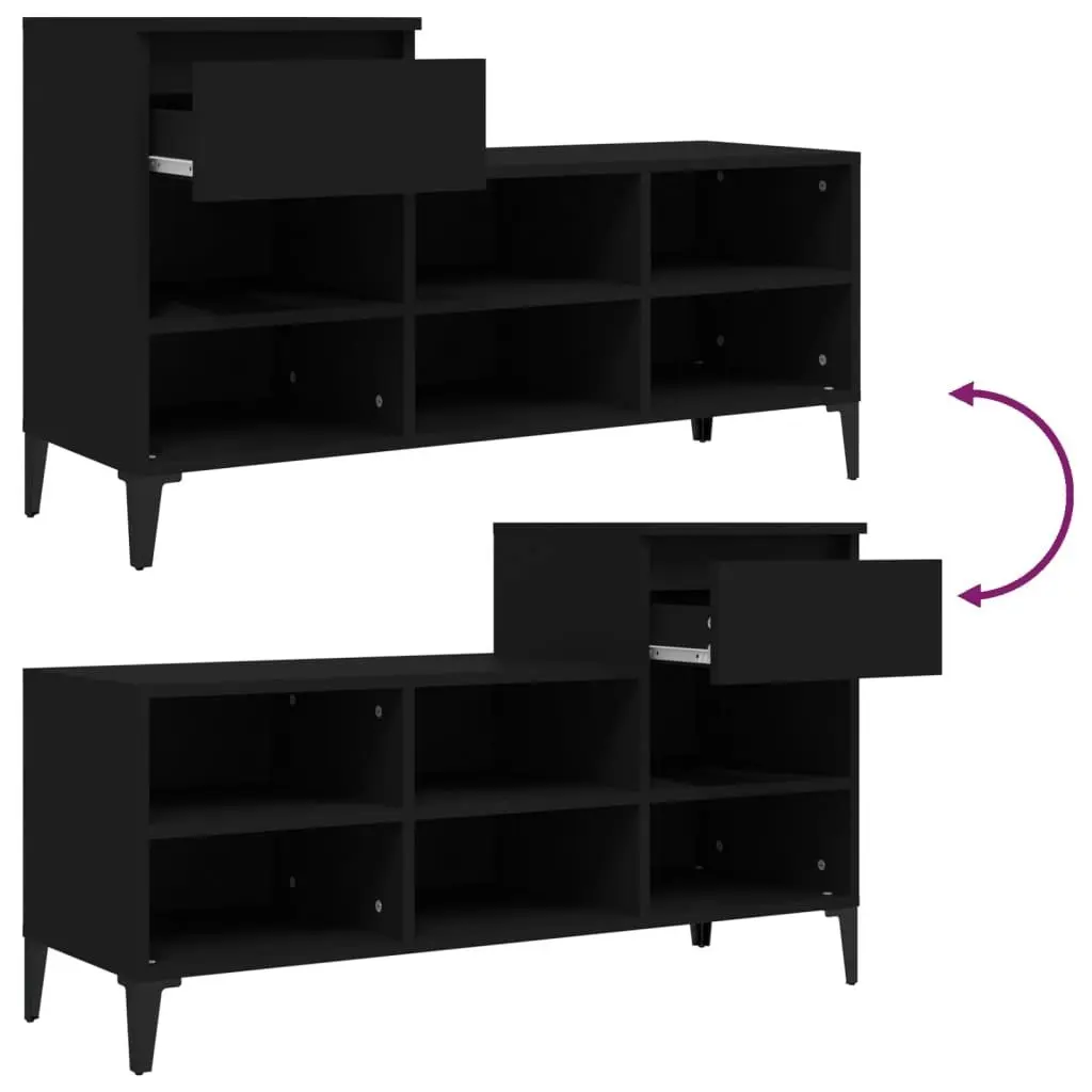 Shoe Cabinet Black 102x36x60 cm Engineered Wood 821213