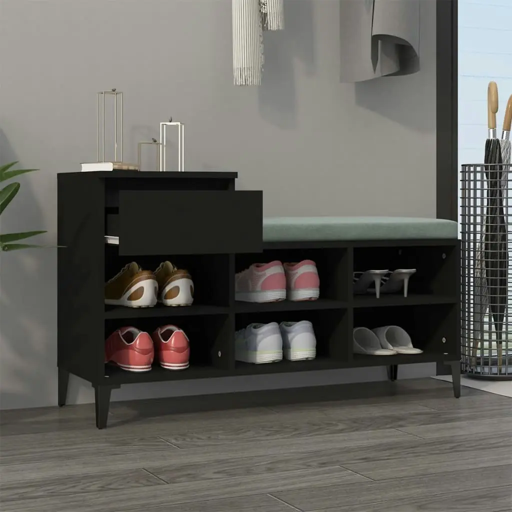 Shoe Cabinet Black 102x36x60 cm Engineered Wood 821213