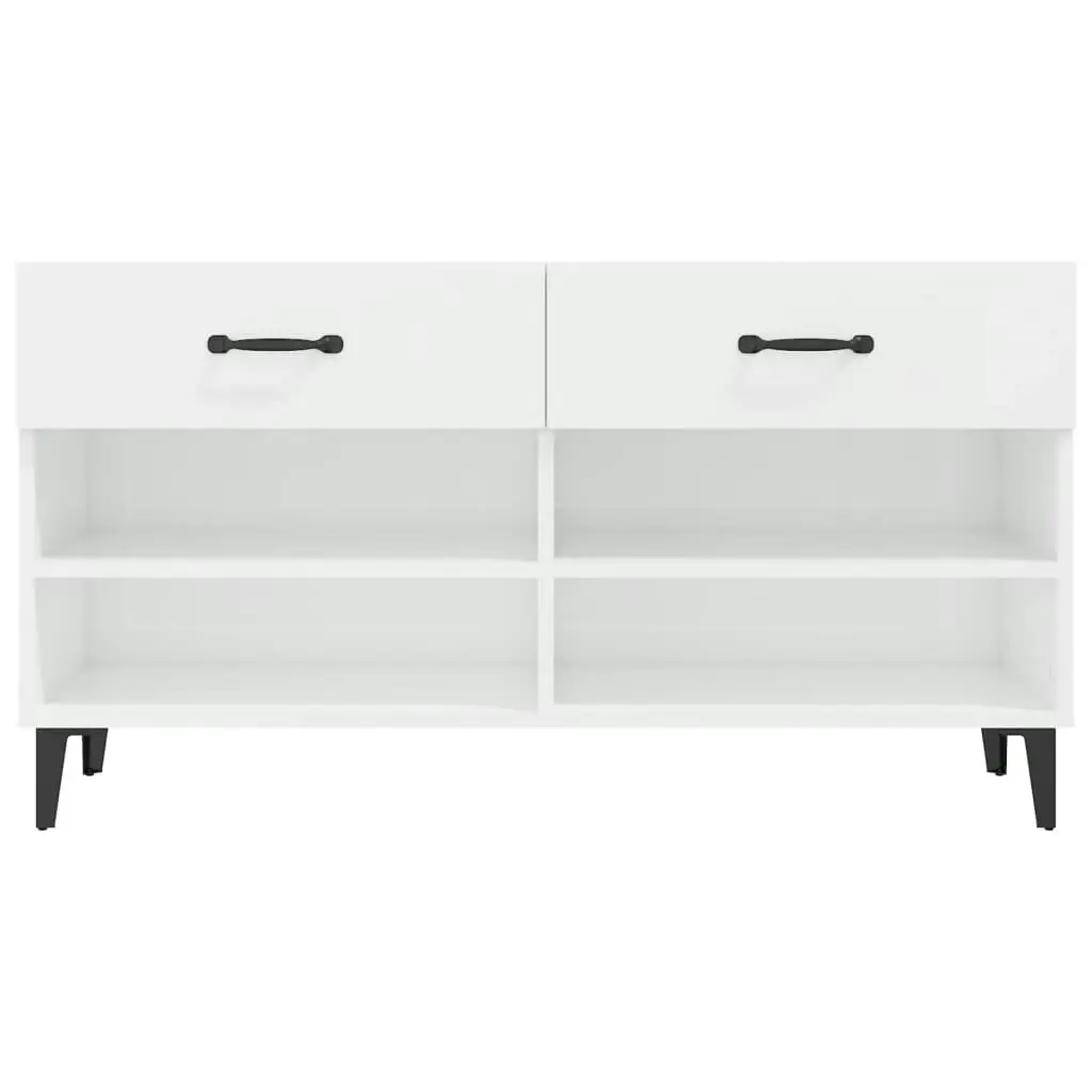 Shoe Cabinet High Gloss White 102x35x55 cm Engineered Wood 812831