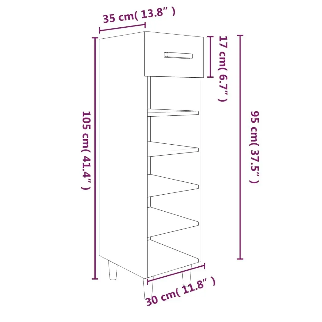 Shoe Cabinet Black 30x35x105 cm Engineered Wood 812799