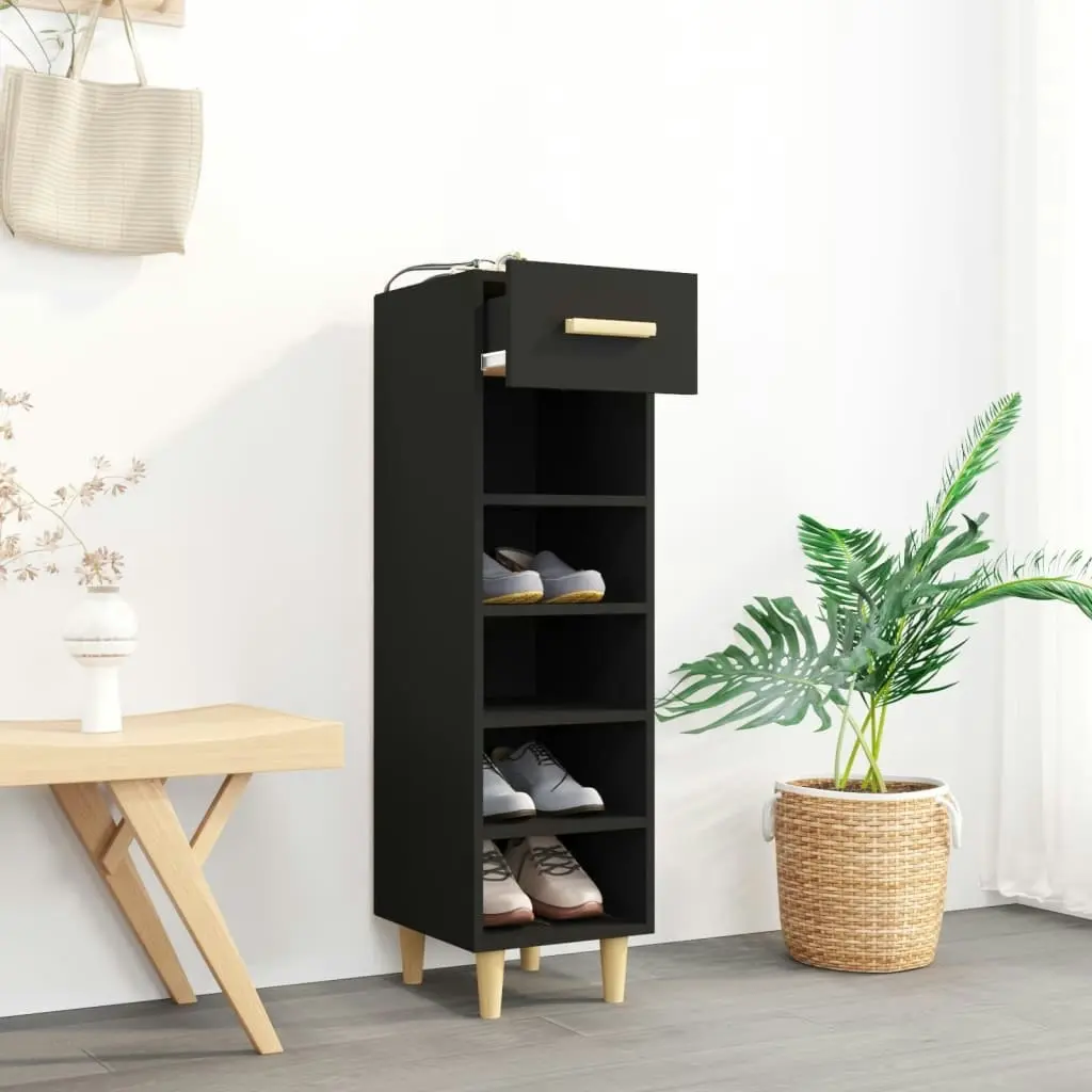 Shoe Cabinet Black 30x35x105 cm Engineered Wood 812799