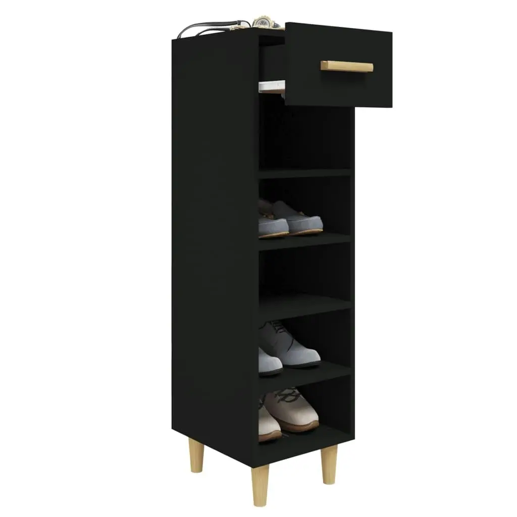 Shoe Cabinet Black 30x35x105 cm Engineered Wood 812799