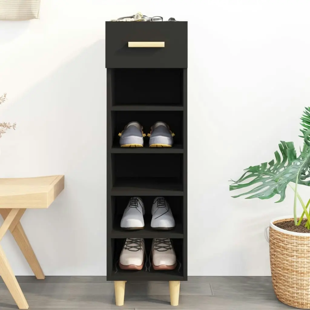 Shoe Cabinet Black 30x35x105 cm Engineered Wood 812799