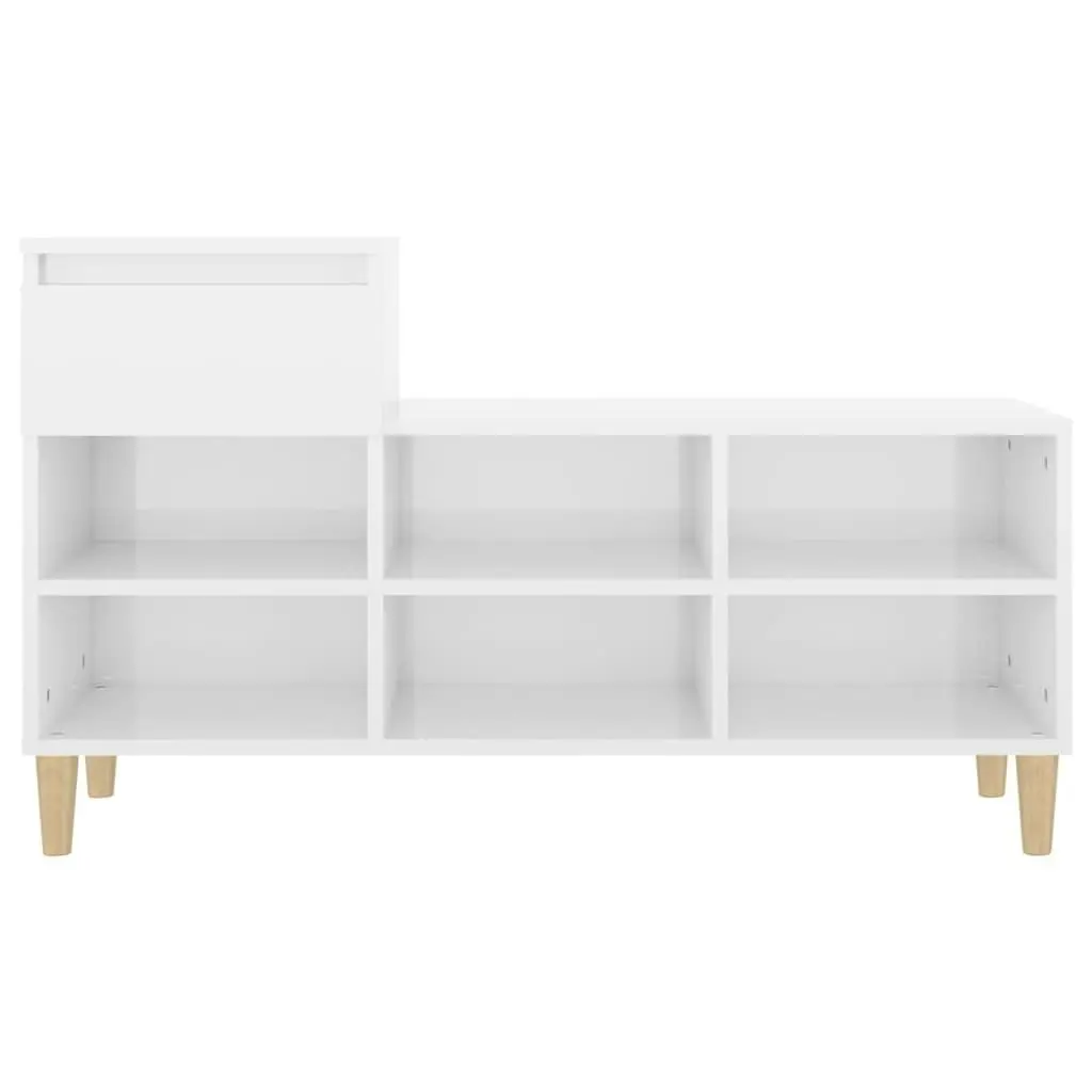 Shoe Cabinet High Gloss White 102x36x60 cm Engineered Wood 821206