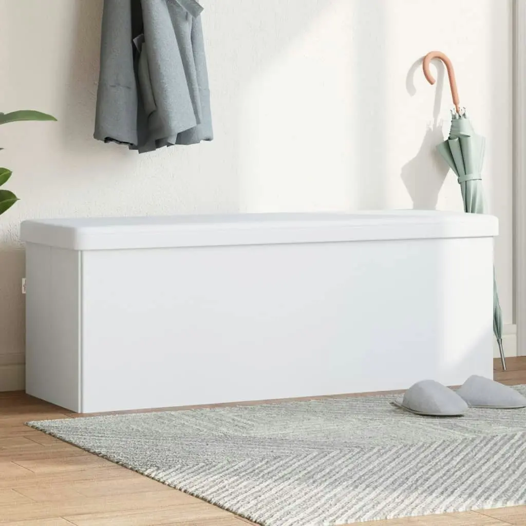 Storage Bench Foldable White PVC 374907