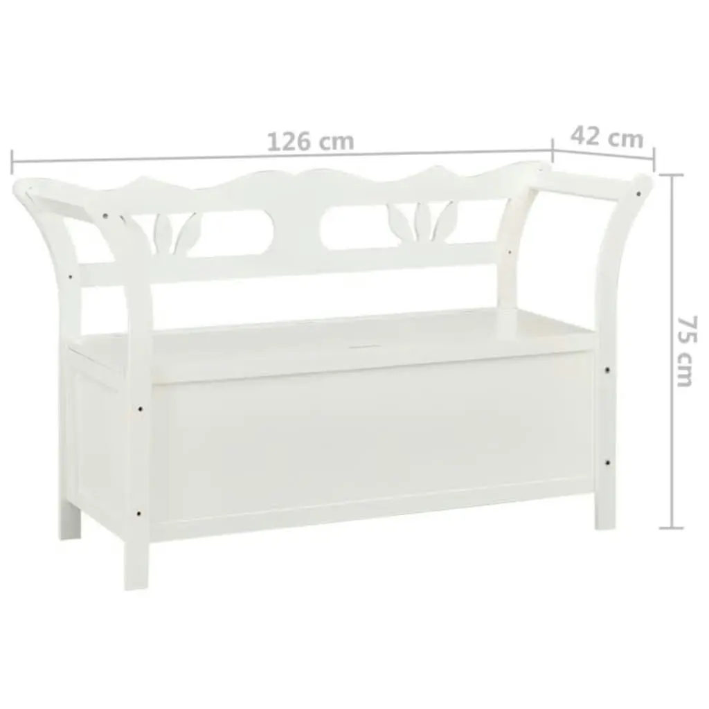 Storage Bench 126 cm White Solid Fir Wood 323958