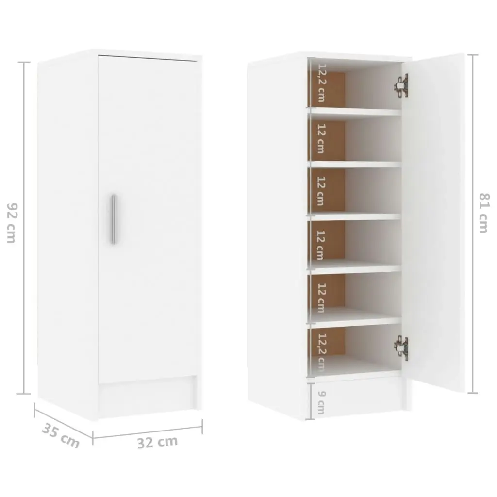 Shoe Cabinet White 32x35x92 cm Engineered Wood 808972