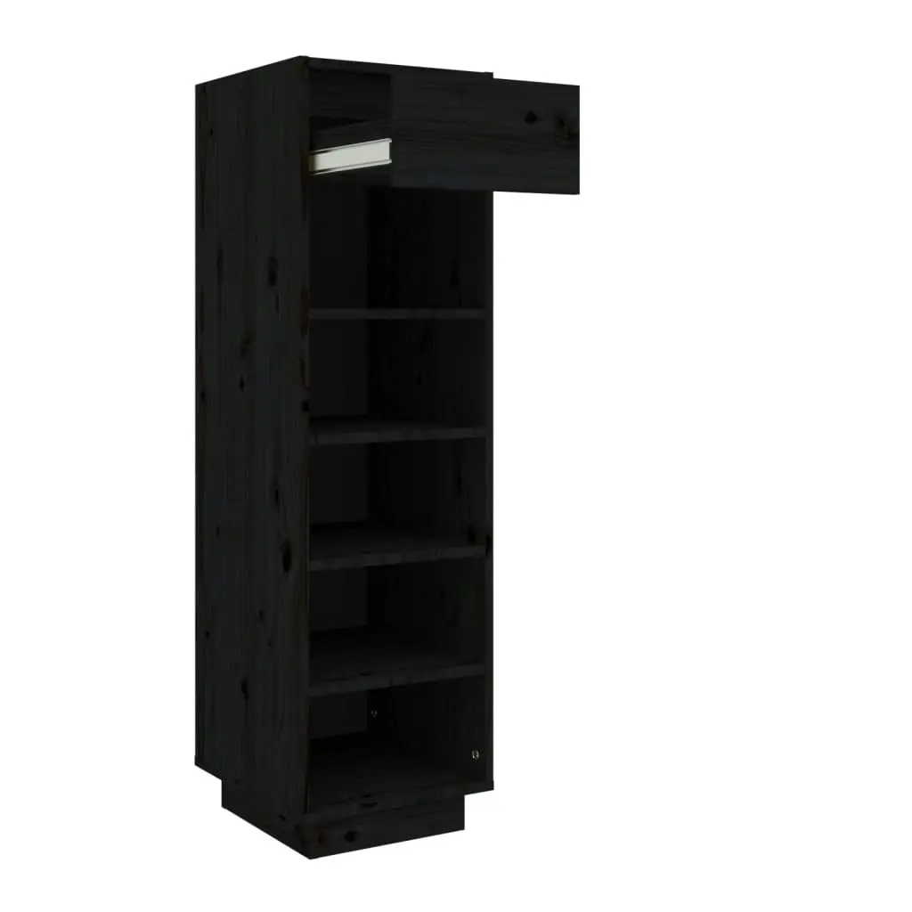 Shoe Cabinet Black 30x34x105 cm Solid Wood Pine 813559