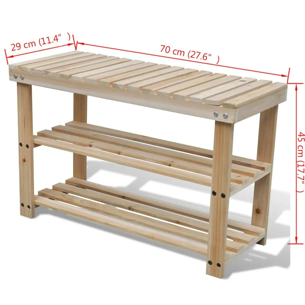 2-in-1 Shoe Rack with Bench Top Solid Fir Wood 241067