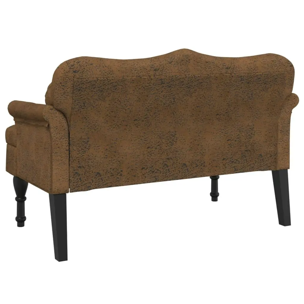 Bench with Cushions Brown 120.5x65x75 cm Faux Suede Leather 372149