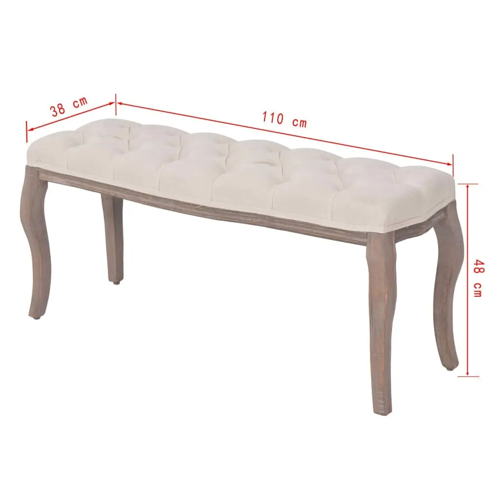 Bench Linen Solid Wood 110x38x48 cm Cream White 245359