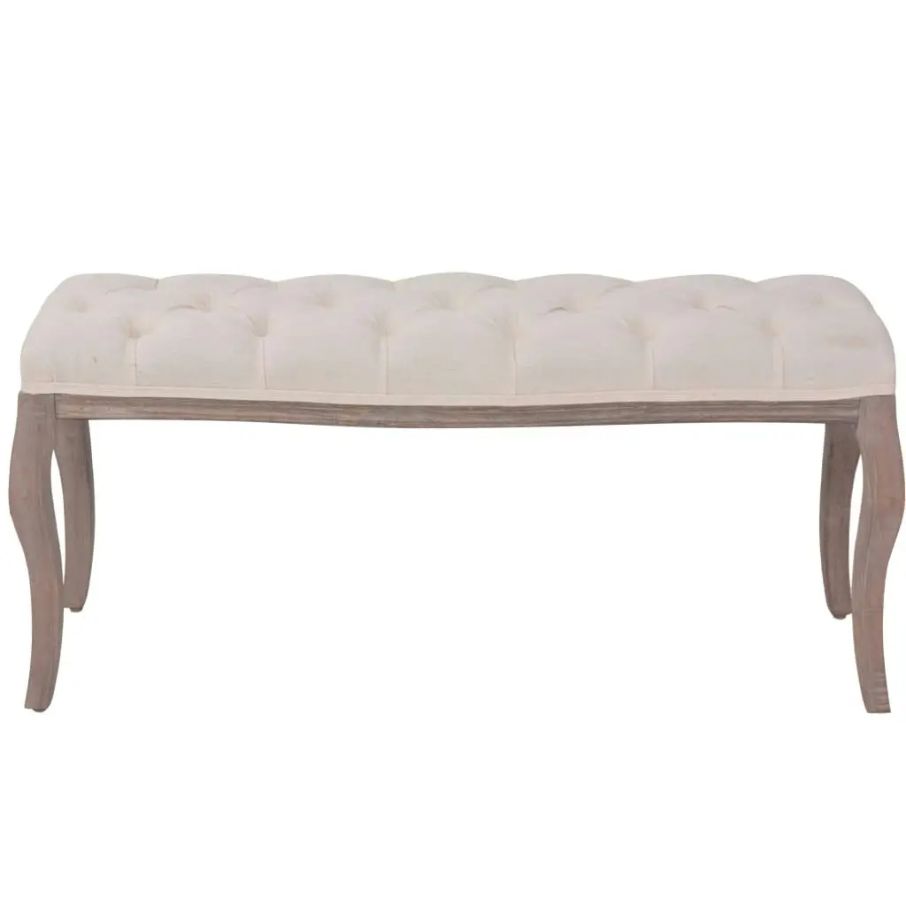 Bench Linen Solid Wood 110x38x48 cm Cream White 245359