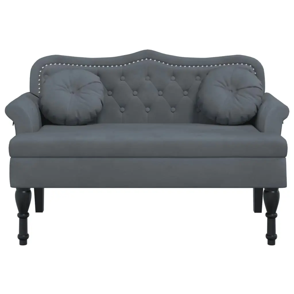 Bench with Cushions Dark Grey 120.5x65x75 cm Velvet 372141